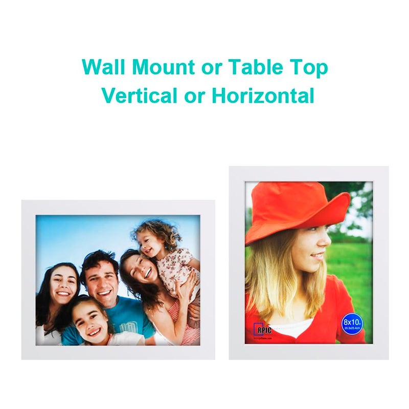 RPJC 8x10 inch Picture Frames Made of Solid Wood High Definition Glass for Table Top Display and Wall Mounting Photo Frame White - Image 5